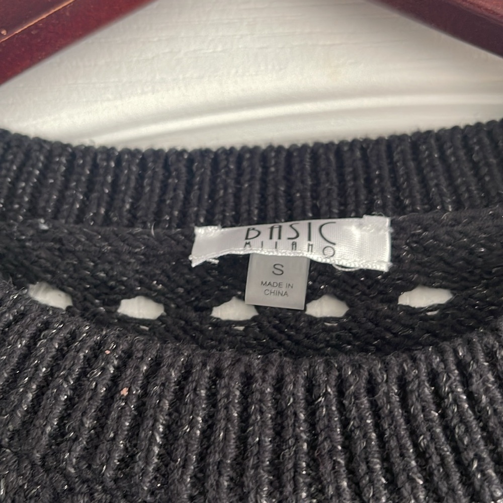 Basic Milano Black Open Work Sweater - image 3